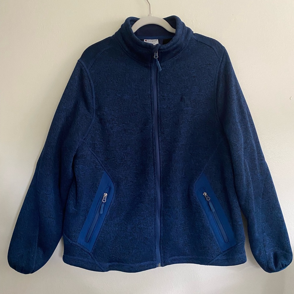 CHAMPION - Men’s Performance Faux Fur Lined-Zip Front Jacket- Sz. L -Blue/Black